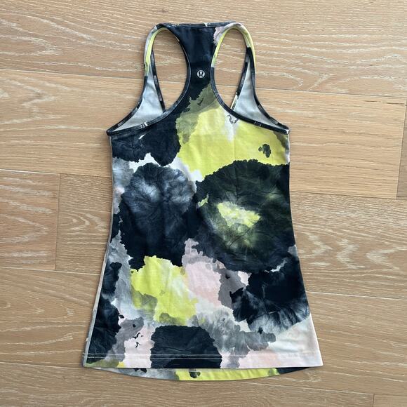 Lululemon Green Watercolor Tinted Canvas Cool Racerback Tank Top sz 4 - Picture 2 of 2